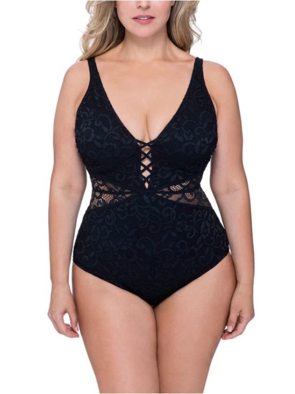 Profile By Gottex Black Lace One-Piece Swimsuit